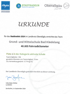 Read more about the article Stadt- und Schulradeln: Wir sind die aktivste Schule im Landkreis Oberallgäu!